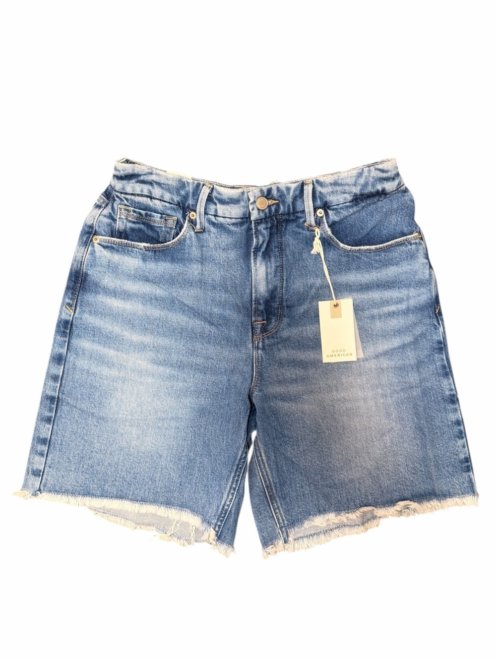 NWT Good American Good Icon Denim Bermuda Shorts Size 6/28